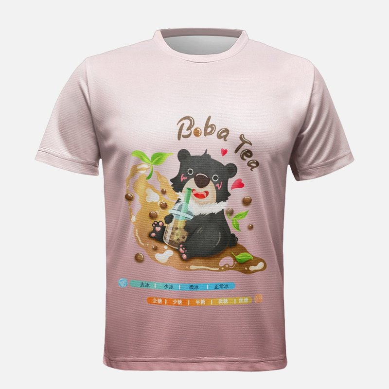 Anti-Arctic Moisture Absorbent Quick Release Short Sleeve T-Shirt Pearl Milk Tea Bear Powder (Same Style for Men and Women) - Women's T-Shirts - Other Materials Pink