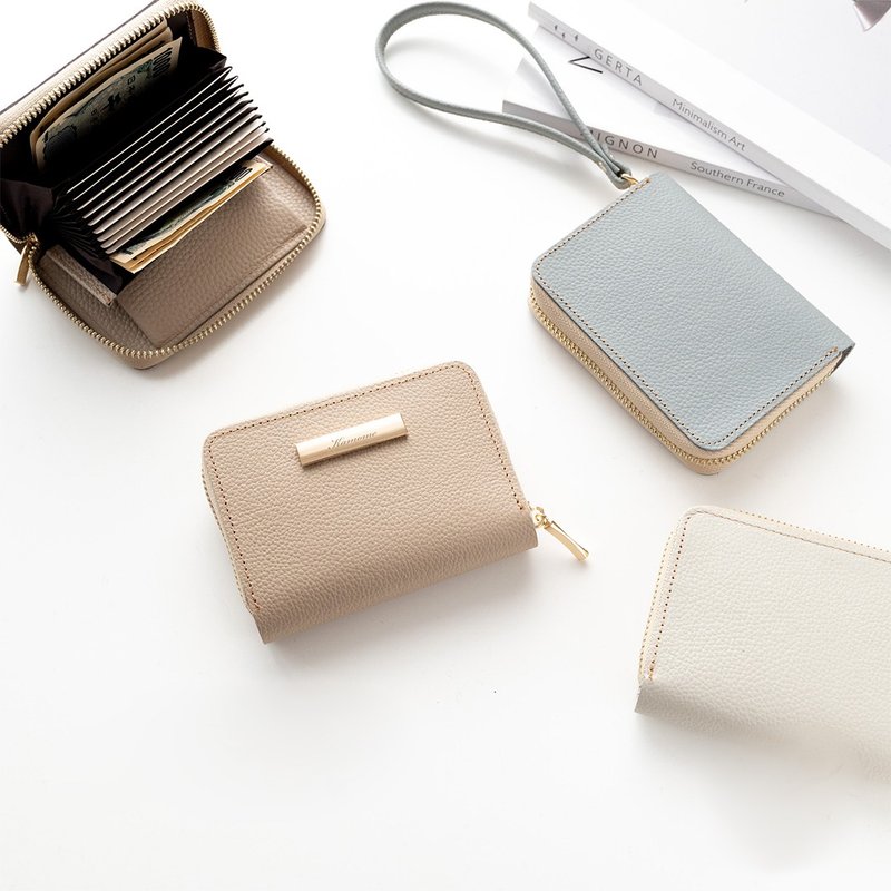 お札が折れない コンパクトウォレット 【 シュリンクレザー 】 名入れ 本革 ミニ財布 プレゼント HW18K - 錢包/皮夾/長短夾 - 真皮 咖啡色