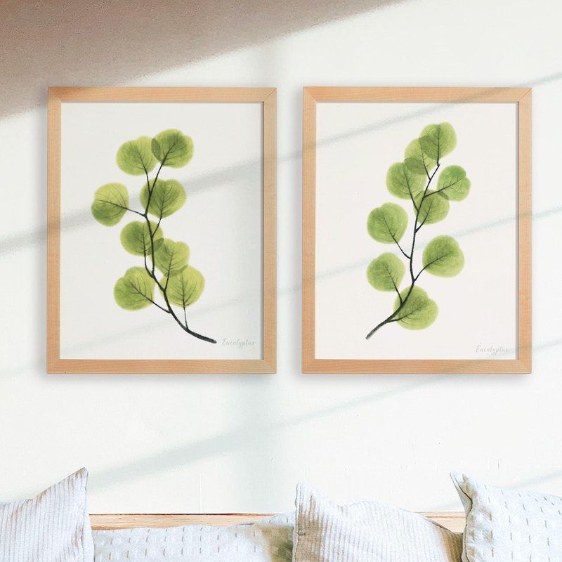 The silent bedroom restaurant of the plant hanging painting plant watercolor copy painting fresh healing green decorative painting - โปสเตอร์ - กระดาษ หลากหลายสี