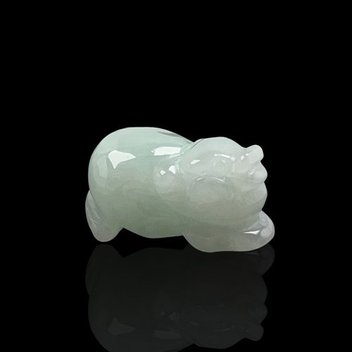 瓔珞珠寶盒 E.L.Jewelry Box 【豬事如意】冰飄綠花翡翠小豬項鍊擺飾 | 天然緬甸玉A貨翡翠