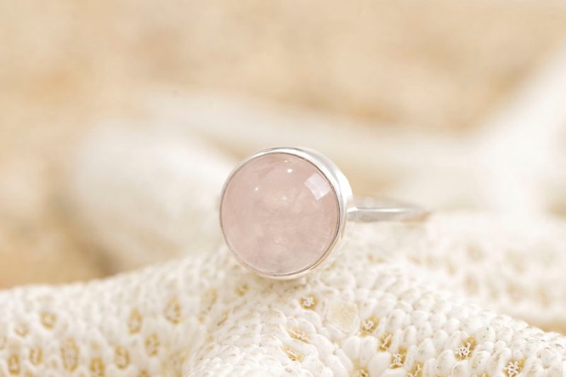 Grain silver ring of rose quartz - General Rings - Stone Pink