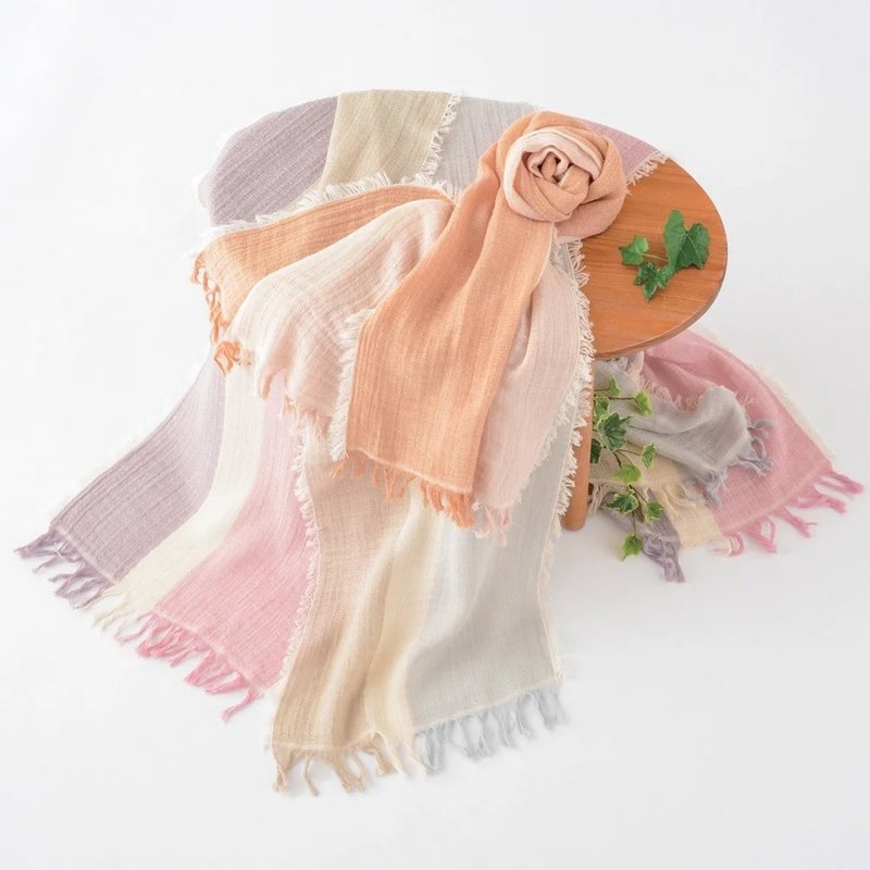 Imabari FOOD COLOR organic cotton scarf | sustainable fashion | natural and skin-friendly | soft colors | made in Japan - Knit Scarves & Wraps - Cotton & Hemp Multicolor