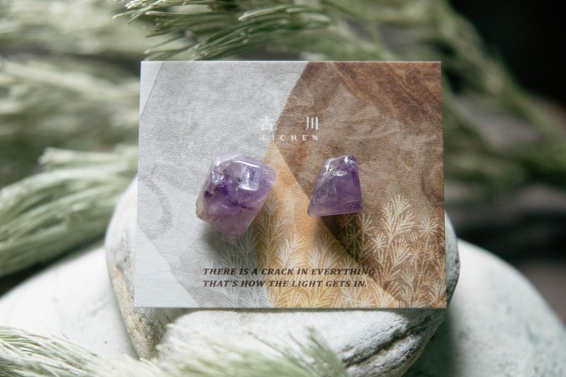 CRACK | 礦物系耳環 |  EARRINGS - 耳環/耳夾/耳骨夾 - 水晶 紫色