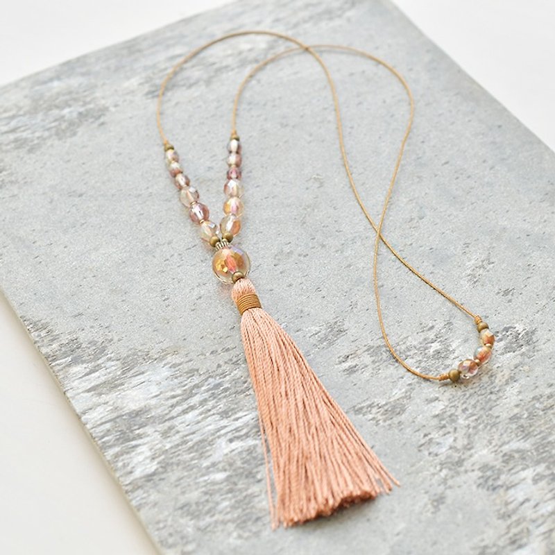 ネックレス/ Tassel Necklace "sunset" - 項鍊 - 其他材質 粉紅色