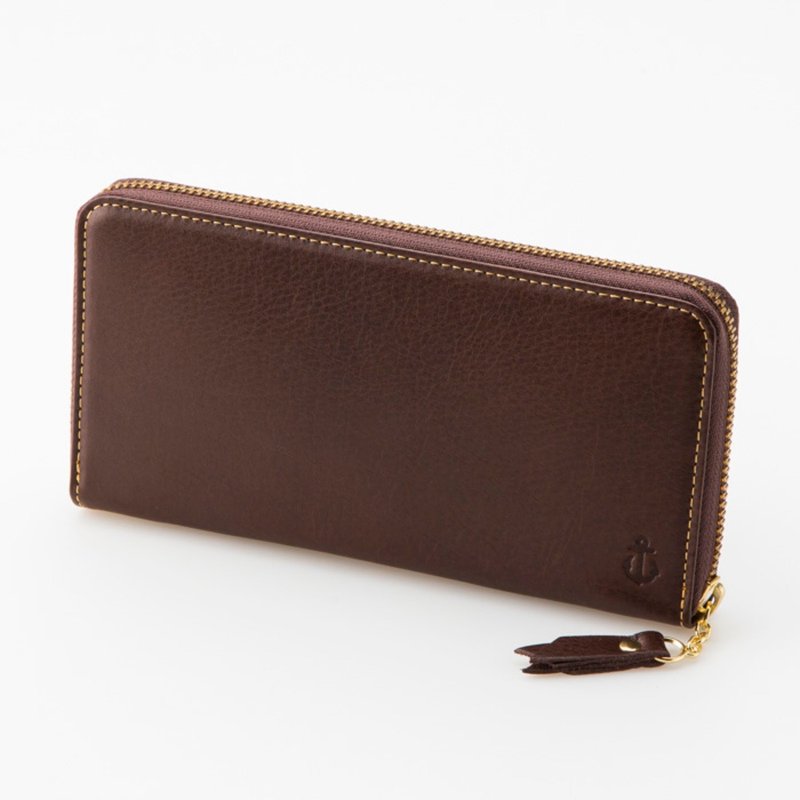 Hokkaido cowhide long wallet (round type) 棕Brown Brown -MADE IN Kobe- - กระเป๋าสตางค์ - หนังแท้ สีนำ้ตาล