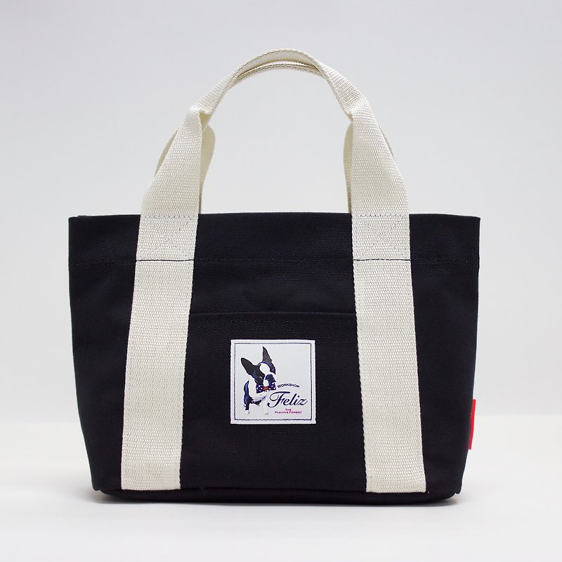 [ Feliz ] Waterproof Canvas Mini Bag (Black) - Handbags & Totes - Cotton & Hemp Black