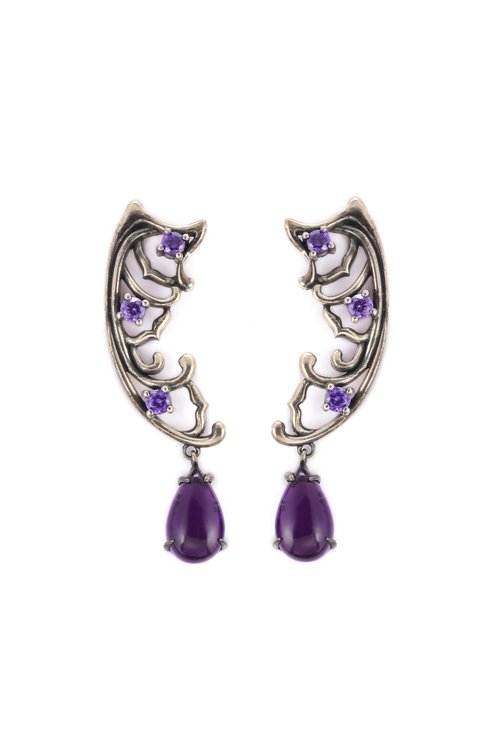 Fashion Museum Accessories 時尚博物館首飾 【畢業禮物】【聖誕禮盒】--紫色鋯石S925耳釘/耳環/耳夾