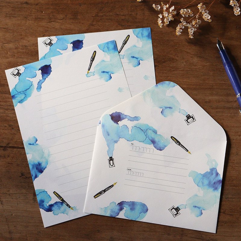 Fountain pens Letter Writing Set - Envelopes & Letter Paper - Paper Blue