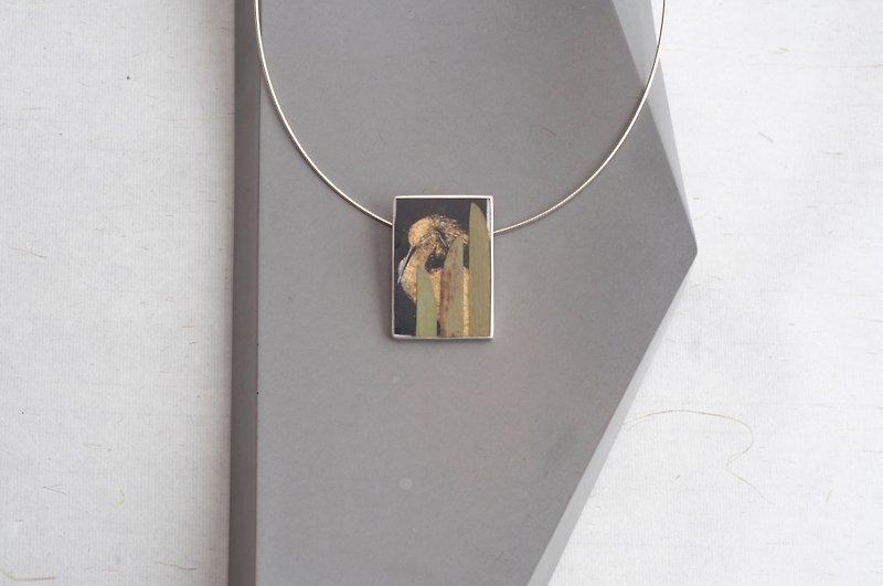 Ceremony / Egret / gold / silver / art pendant / Pendant + Necklace / Unique - สร้อยคอ - โลหะ 