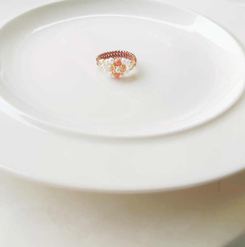 Mrs. Jubi at the Banquet Swarovski Pearl Beaded Ring - General Rings - Other Materials Orange