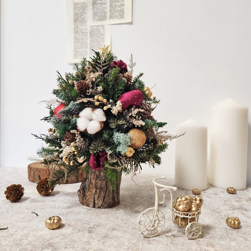 經典紅綠款聖誕樹 M 永生花 聖誕節 交換禮物 聖誕禮物 - 乾燥花/永生花 - 植物．花 綠色