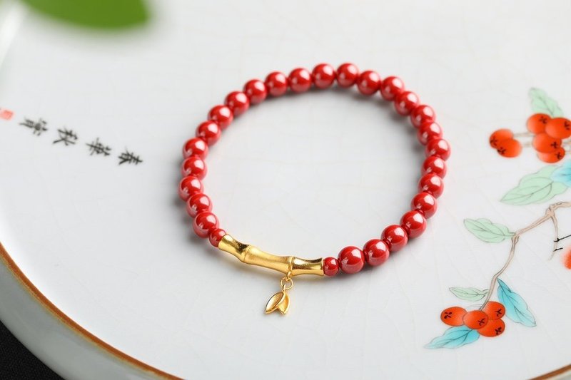 天然原礦硃砂帝王砂手鏈 規格6mm左右   硃砂含量高達95%以上 - 手鍊/手環 - 寶石 