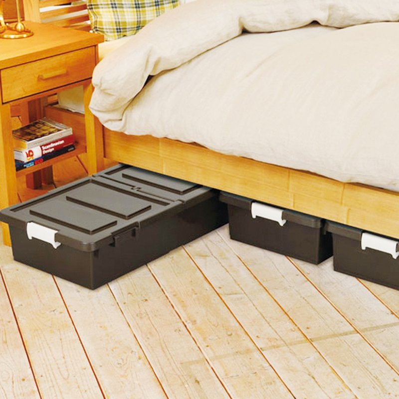 Japan JEJ Japan-made link-type double-opening storage box under the bed 27L-deep coffee 3 into - Storage - Plastic Brown