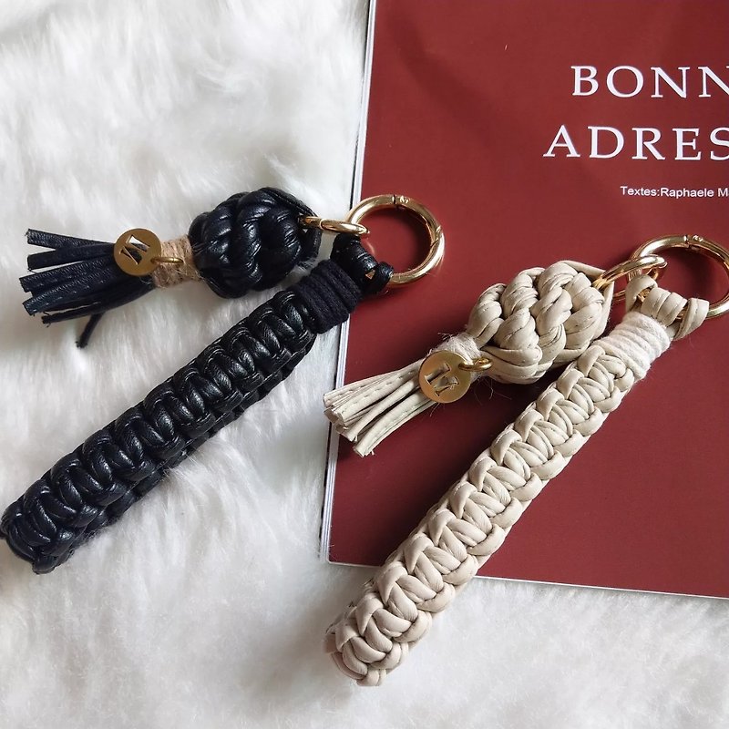 macrame leather woven key ring - Keychains - Faux Leather 