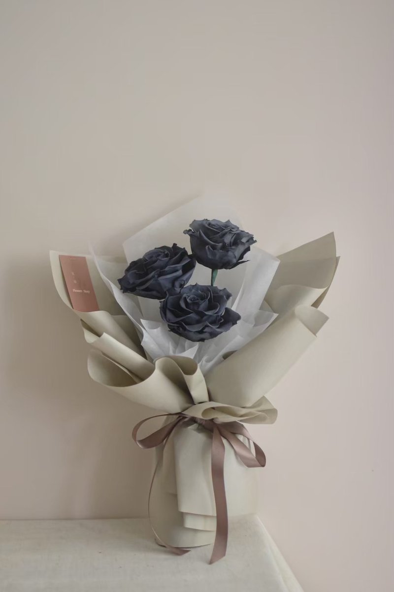/3朵厄瓜多灰藍色玫瑰花束/七夕 求婚 情人節 紀念日 生日 母親節 - 乾燥花/永生花 - 植物．花 藍色