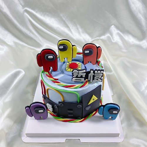 GJ.cake 太空狼人殺 生日蛋糕 客製 卡通 造型 翻糖 滿周歲 6吋 面交