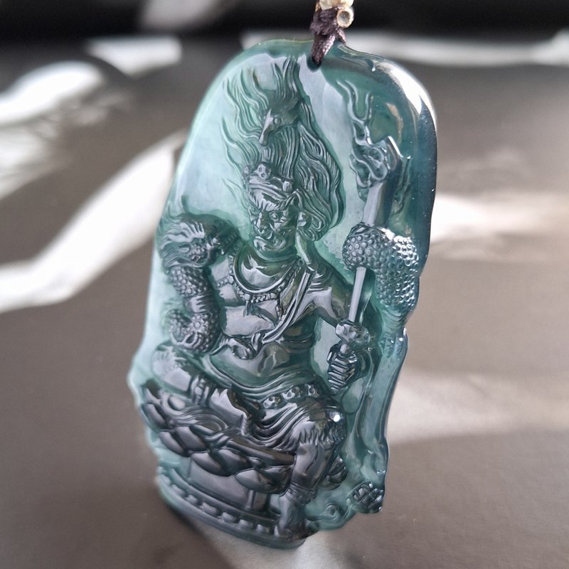 Fudo Myooh Pendant | Natural Guatemala Jade Jade - สร้อยคอ - หยก 