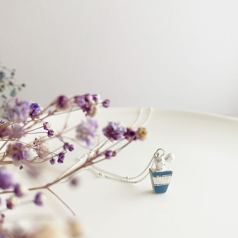 仙人掌 - 純銀項鍊 細鍊 鎖骨鍊 陶瓷 - 項鍊 - 純銀 多色