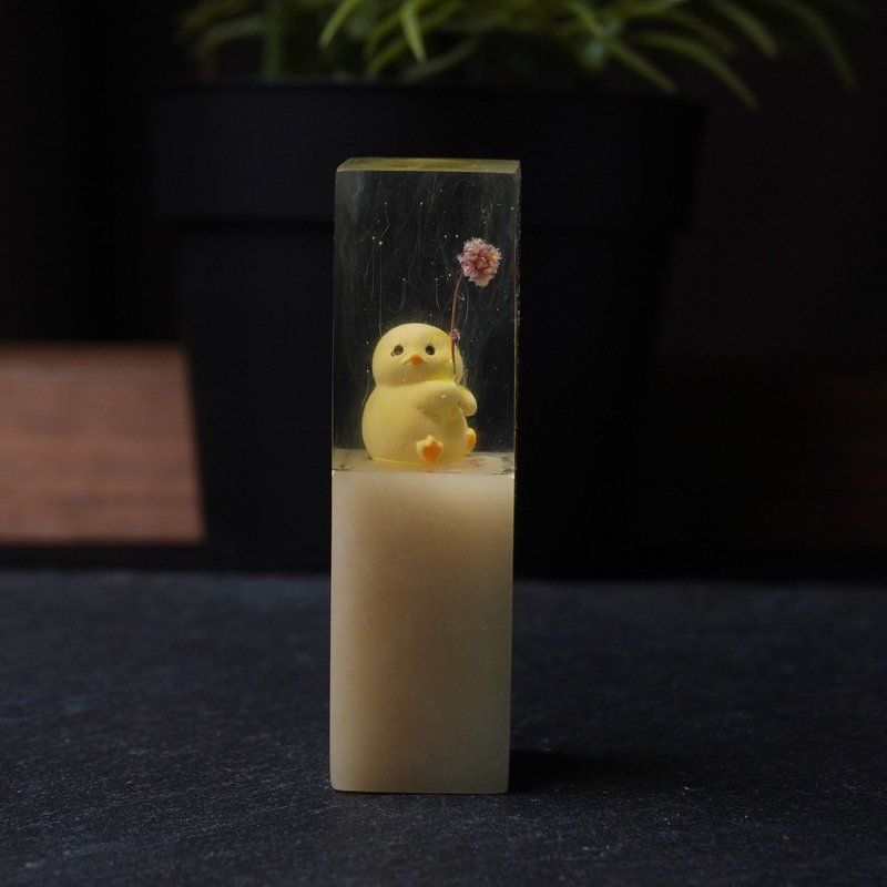 客製化手工印章-可愛小雞樹脂印章樹脂印章 1.7x1.7 CM|篆刻印章 - 印章/印台 - 石頭 