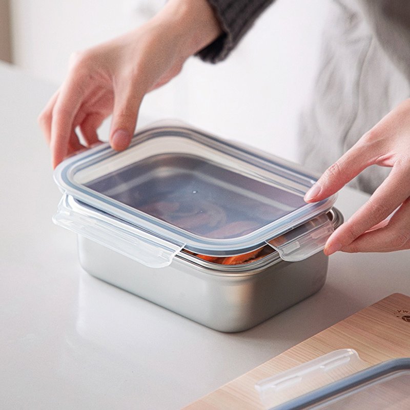 Japan Frost Mountain Snap-On 304 Stainless Steel Fresh-Preservation Container (With Lid) - 1.2L - 3 Pieces - กล่องข้าว - สแตนเลส สีเงิน