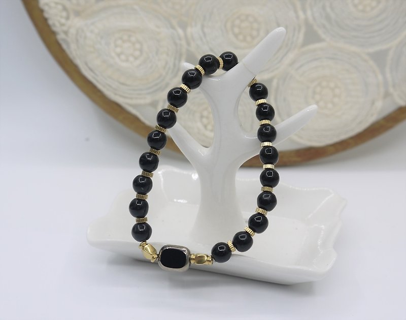 Riitta hand-made black glass Stone Black Forest - Bracelets - Gemstone Black