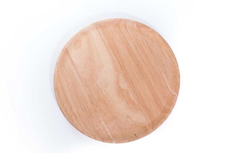 Islandoffer rubber wood household discs/plate 25.5cm Shallow dish Japanese kitch - Plates & Trays - Wood Gold