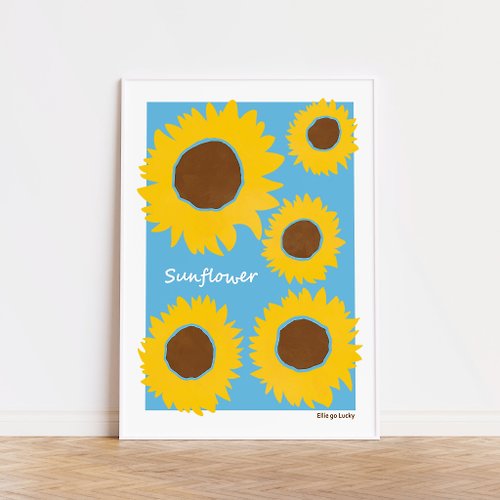 Ellie go lucky Art print/ Sky Sunflower / Illustration poster A3 A2