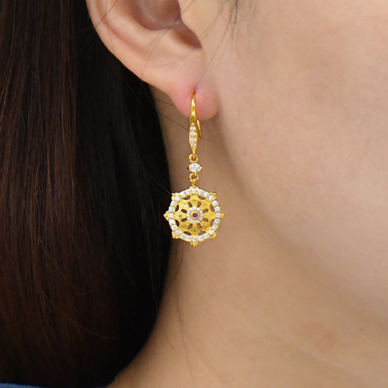 純銀925 寶輪耳勾 - 耳環/耳夾/耳骨夾 - 貴金屬 多色