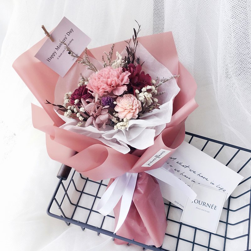 journee coral pink immortal carnation bouquet/dry bouquet mother's day gift mother's day flower - ตกแต่งต้นไม้ - พืช/ดอกไม้ 