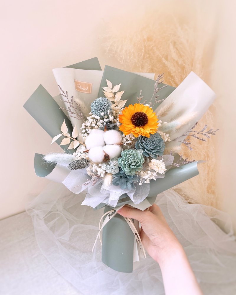 Sunflower Bouquet-Classical Blue L Spot Graduation Bouquet Diffuser Bouquet Dry Bouquet Gypsophila - Dried Flowers & Bouquets - Plants & Flowers Pink