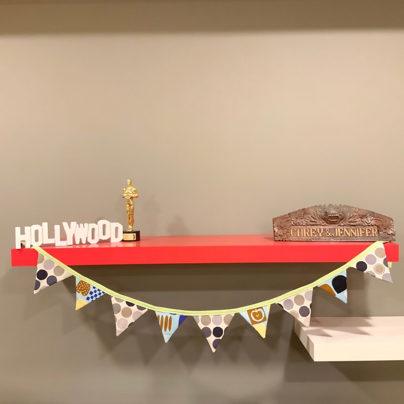 普普風雙面純棉麻三角旗9片—露營/生日/派對/店面/裝飾 - 壁貼/牆壁裝飾 - 棉．麻 