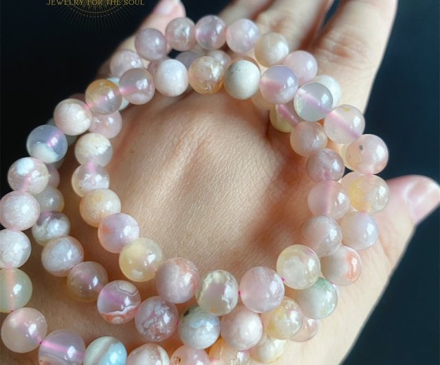 saaa様 フロスト瑪瑙☆天然石☆ブレスレット☆ハンドメイド☆ビーズ 孤児の永遠の花桜瑪瑙カラフルなマルチサークルブレスレット