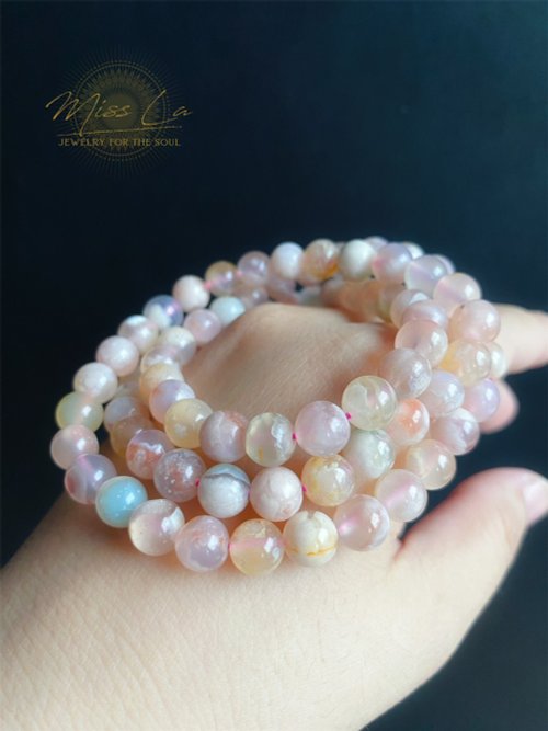 孤児の永遠の花桜瑪瑙カラフルなマルチサークルブレスレット