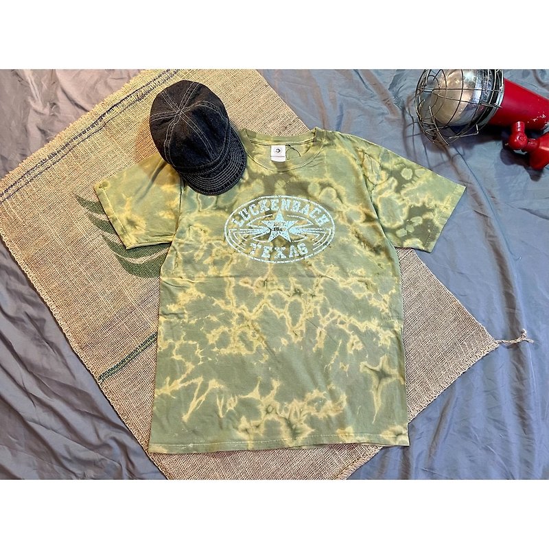 手作りの綿の手染めT-AuthenticPigment - Tシャツ メンズ - コットン・麻 カーキ