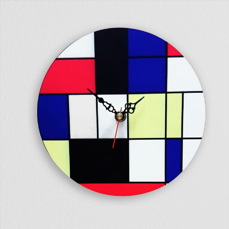 Mondrian famous painting wall clock - นาฬิกา - ไม้ สีนำ้ตาล