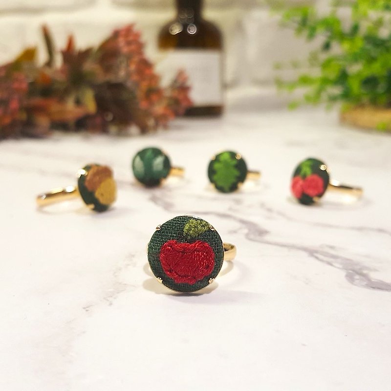 Embroidered Cloth Ring_Forest Series_Apple - General Rings - Thread 