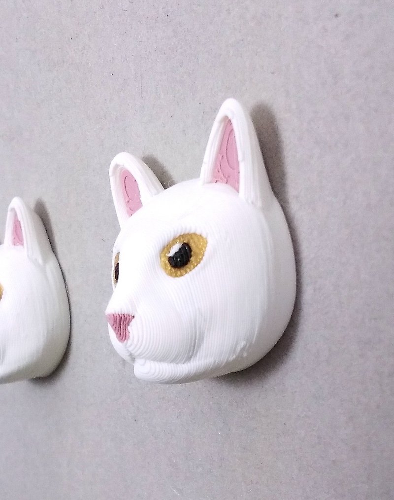 貓頭磁鐵 - 磁石貼/磁鐵 - 塑膠 白色