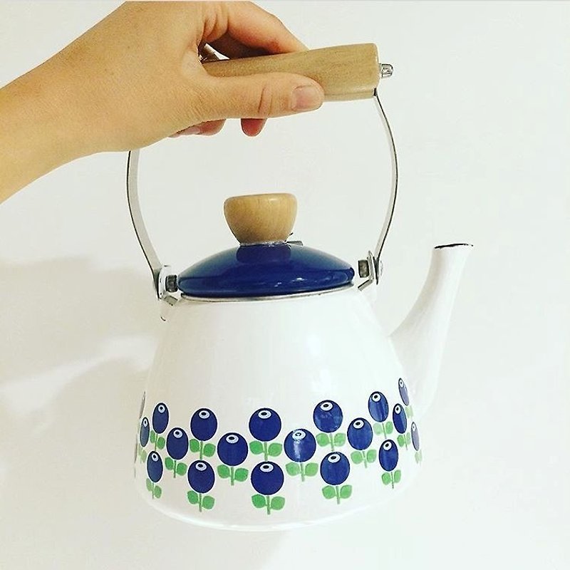 Nordic cute retro Floryd blueberry enamel Kun - Teapots & Teacups - Other Metals Blue