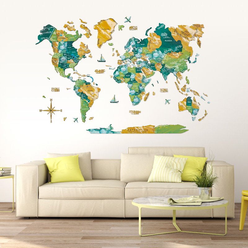 Housewarming gift, Travel World Map, Wall Decor, World Map by Enjoy The Wood - Wall Décor - Wood 