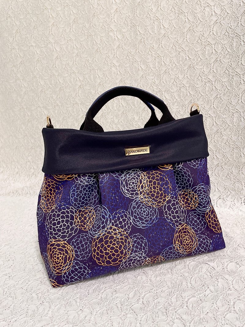 Reflex Pompom Bun - Blue Flower - Handbags & Totes - Other Materials Black
