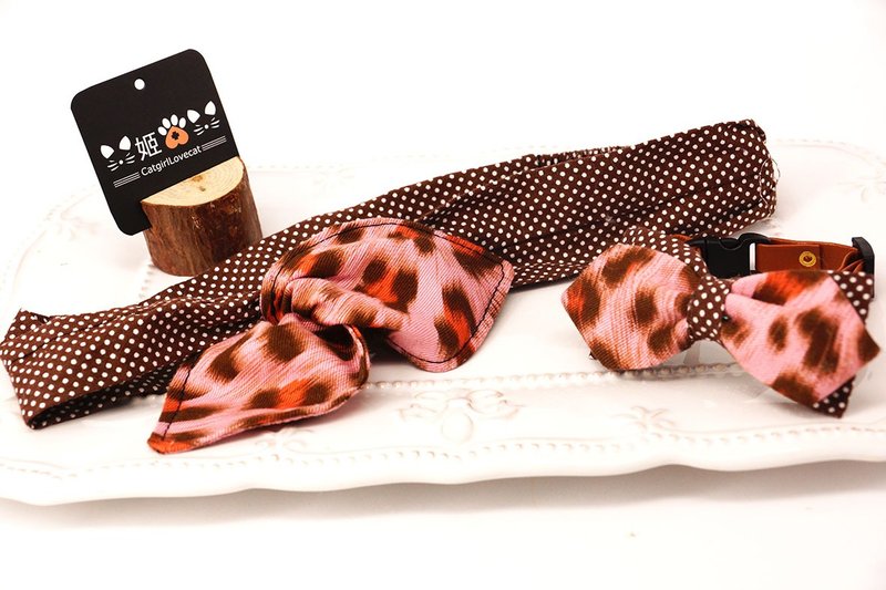 Master and Servant Flash-I Want Leopard Leopard Series-Two-tone Bow Tie (Pink Wind Leopard) - Clothing & Accessories - Cotton & Hemp Pink
