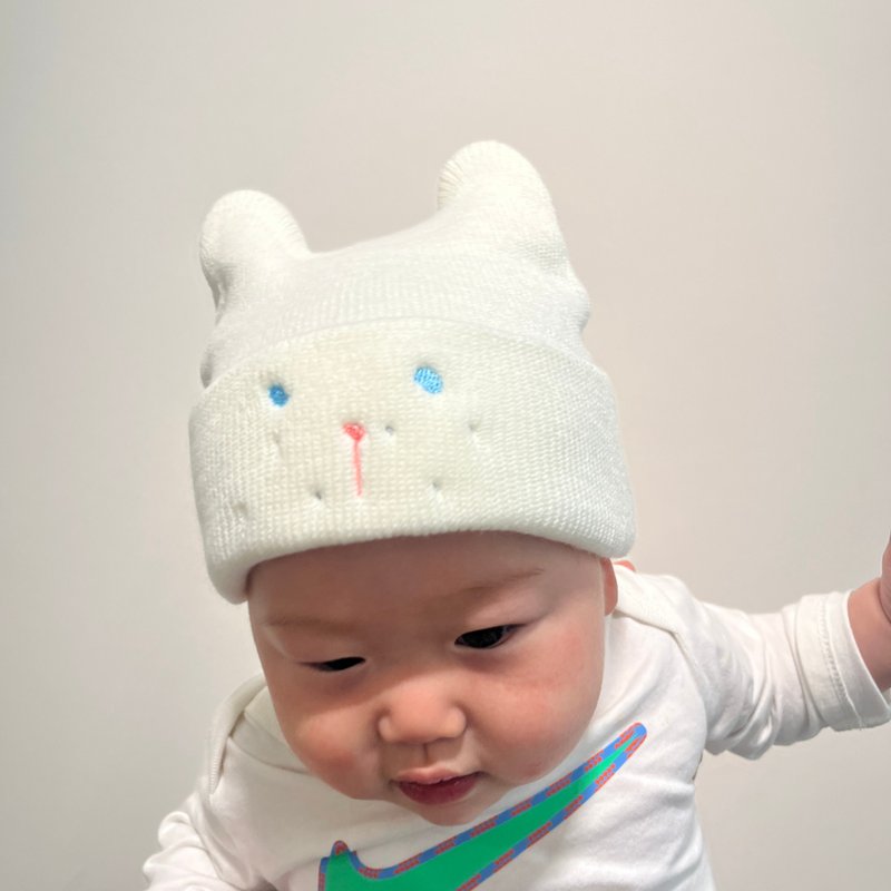 貓針織帽。6個月至5歲。 - 嬰兒帽子/髮帶 - 羊毛 多色