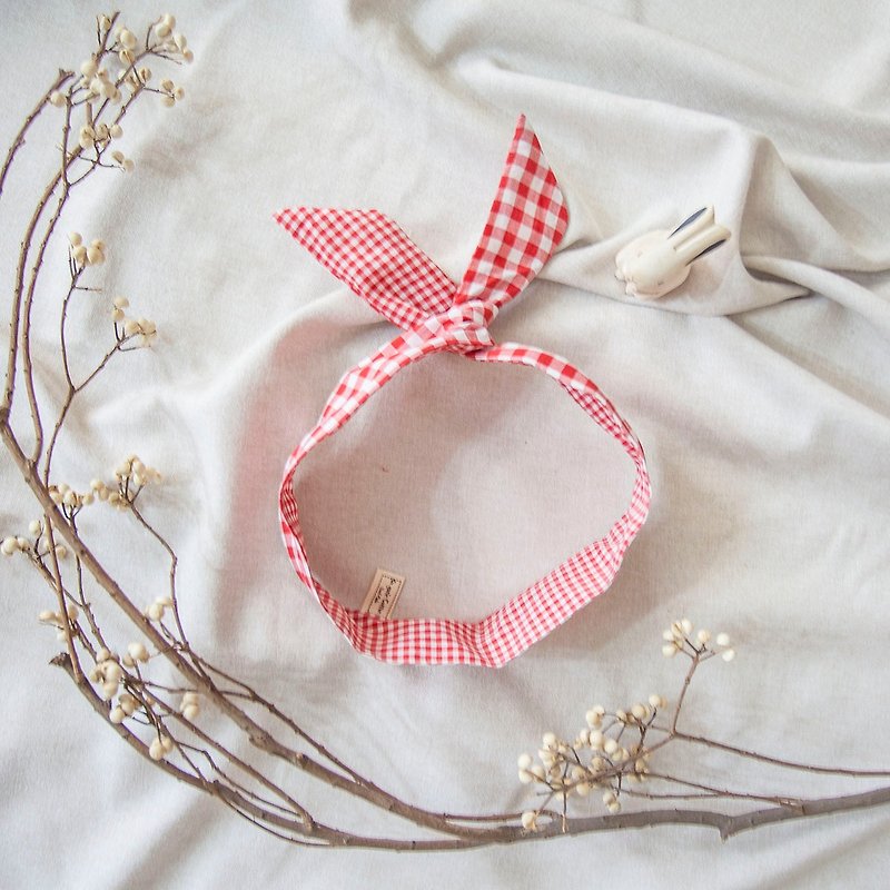 my little star hand-made small sweet 100% organic cotton headband - หมวกเด็ก - ผ้าฝ้าย/ผ้าลินิน สีแดง