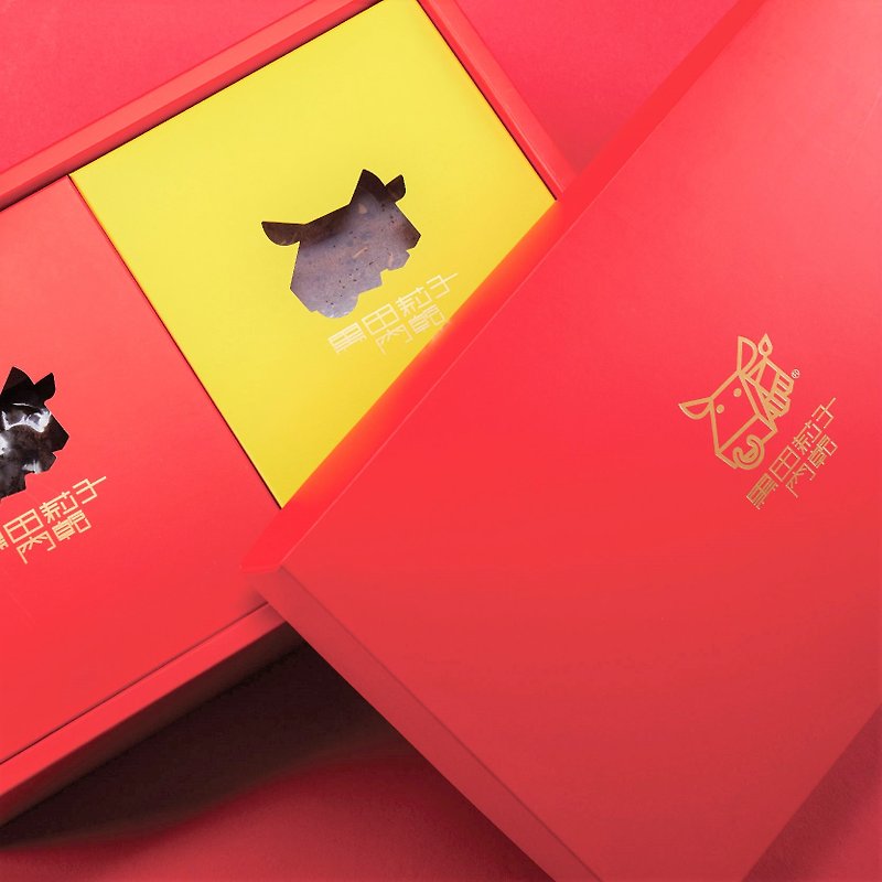 [Black Field Lizi] Double Gift Box - Dried Meat & Pork Floss - Paper Red