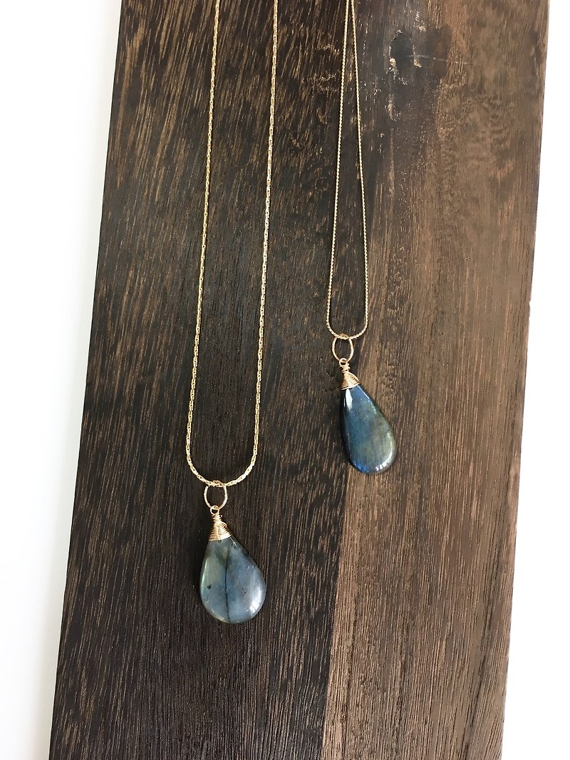  Labradorite long necklace - 長項鍊 - 石頭 藍色