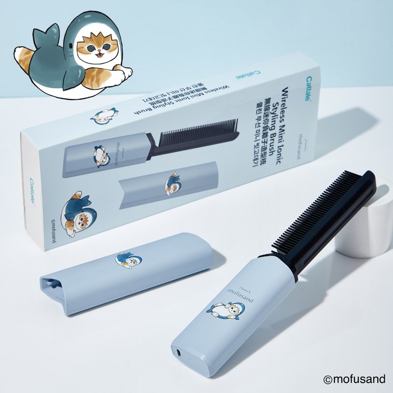 Cattale x Coolean - mofusand 無線迷你負離子直髮梳 - 鯊魚貓貓 - 其他 - 其他金屬 粉紅色