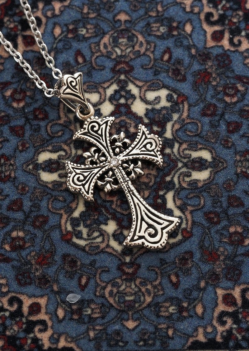 925純銀飾 精雕花紋古典個性十字架項鍊墜飾 中古世紀哥德 單墜價 - 項鍊 - 純銀 銀色