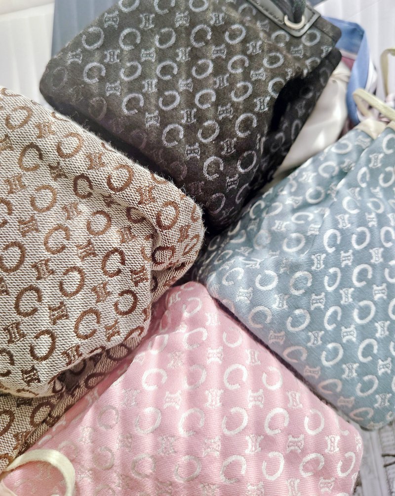 未使用品 CELINE 粉化妝包鏈條包雲朵包斜揹包斜挎包手拿包單肩包 - 側背包/斜背包 - 棉．麻 粉紅色