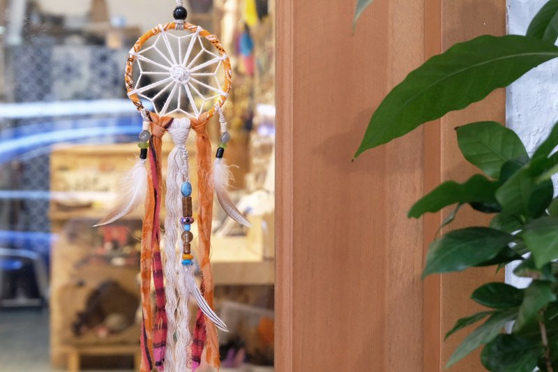 和風花形圖案捕夢網掛飾 - 擺飾/家飾品 - 棉．麻 橘色