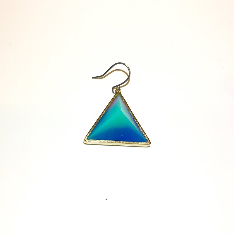 PRISM earrings ear one ear gold blue - Earrings & Clip-ons - Other Metals Blue